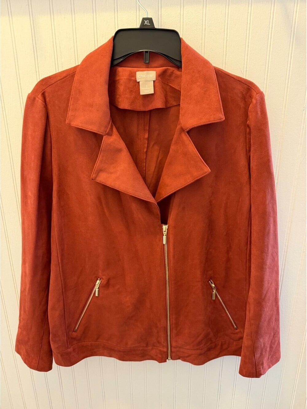 Chico's Womens Rust Faux Suede Zip Moto Jacket Size 2 US 12/14 [COPY]